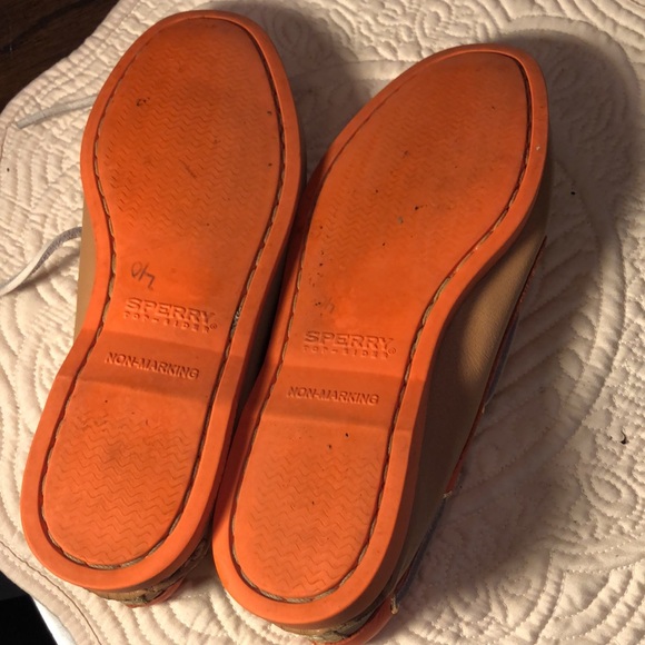 🧡Sperry Topsiders Classic leather tie laces, boat shoes cute silver back detail - Picture 11 of 12